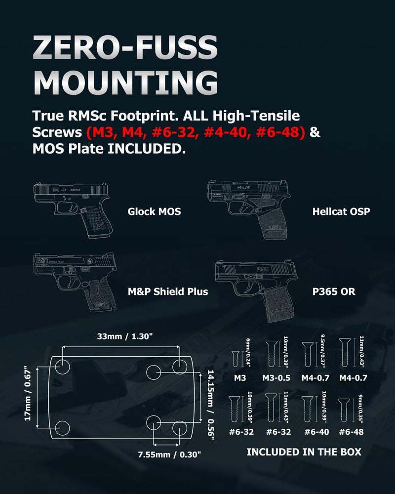 ARORY RMU1 Micro Red Dot Sight for RMSc Pistol Cut, Multi-Reticle 2 MOA Dot & 32 MOA Circle Reflex Sight, 7075 Aluminum Optic with Shake Awake Tech (Adapter Plate for Glock MOS Included) - Image 4